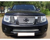 Сетка в бампер на автомобиль Ниссан Pathfinder (Навара) 2012-2015 chrome верх. ZR.NIS.PATF.12.top.c