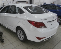 Защита задняя Hyundai Solaris SD 2010-- Одинарная труба d42 (эллиптические заглушки) SHELBY.SD.A43 нержавеющая сталь.