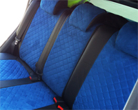 Чехлы из экокожи и алькантары АВТОПИЛОТ "РОМБ" цвет черный - синий. KIA PICANTO 3 хэтчбек. С 2017 -- г.в.