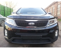 Защита радиатора для автомобиля КИА Sorento 2013- black середина. ZR.KIA.SOR.13.mid.b