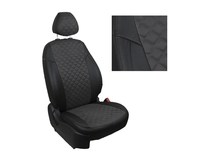 Чехлы из экокожи и алькантары АВТОПИЛОТ "РОМБ" цвет черный - темно серый. NISSAN ALMERA CLASSIC седан. С 2006-2013г.в.