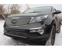 Сетка в бампер на автомобиль Киа Sportage 2014- chrome середина. ZR.KIA.SP.14.mid.c