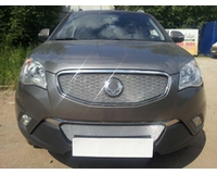 Сетка в бампер на автомобиль Санг Йонг Actyon (C200) 2010- chrome верх. ZR.SAY.ACT.C200.10.top.c