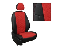 Чехлы из экокожи и алькантары АВТОПИЛОТ "РОМБ" цвет черный - красный. MERCEDES  VITO W-638 L-8 мест. Перед-2отдельных места, салон 6отдельных мест С 1996-2003г.в.