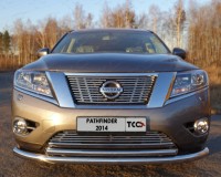 Решетка радиатора Nissan Pathfinder 2014 ТСС NISPAT14-06 верхняя 12 мм