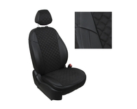 Чехлы из экокожи и алькантары АВТОПИЛОТ "РОМБ" цвет черный - черный. Для автомобиля VOLKSWAGEN T-5 БУС - 3 места. С 2003-2009г.в.