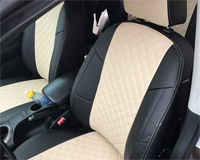 Чехлы из экокожи и алькантары АВТОПИЛОТ "РОМБ" цвет черный - бежевый. PEUGEOT 3008 I джип. Простая комплектация. С 2009-2016г.в.