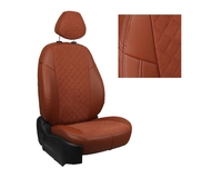 Чехлы из экокожи и алькантары АВТОПИЛОТ "РОМБ" цвет коричневый - коричневый. KIA PICANTO 3 хэтчбек. С 2017 -- г.в.