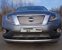 Защита переднего бампера Nissan Pathfinder 2014 ТСС NISPAT14-04 передняя нижняя (овальная) 75х42 мм